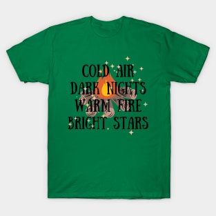 Cold Air Dark Nights Warm Fire Bright Stars Camping Outdoors T-Shirt